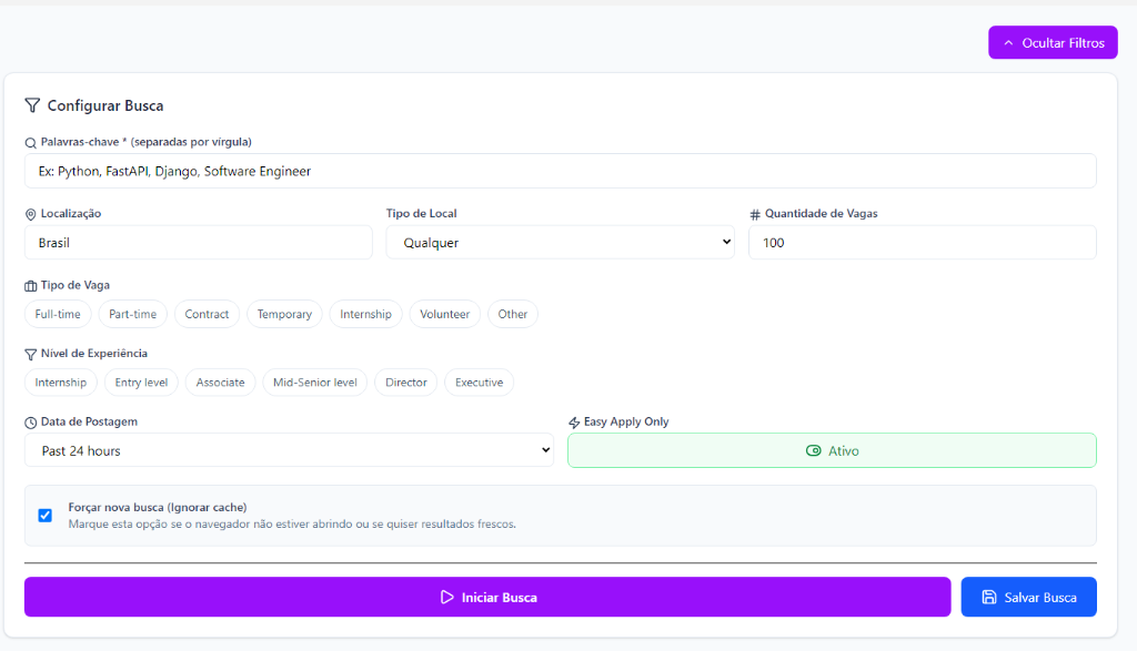 Formulario de busca do ApplyMesh